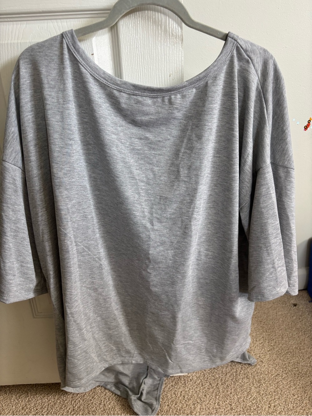 Three Birds Nest Light Gray Women's Relaxed Boatneck Top